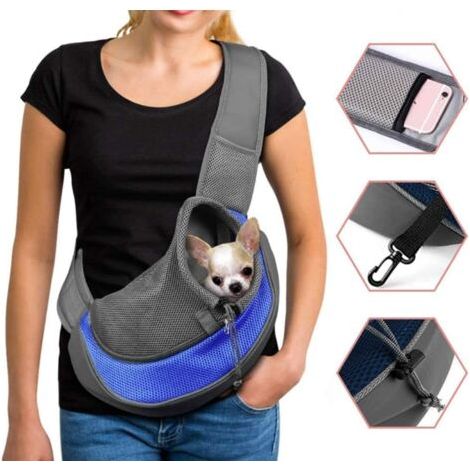 BUNTHAUS Sac de Transport Chien Sac à Bandoulière pour Chat Chiot Réglable Sac de Voyage pour Petits Animaux Sac à Main Chien avec Pochette en Filet Respirant Sacoche Chien Portable pour Marché Extéri (1/5)