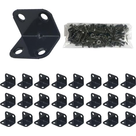 Winkelverbinder 24 Stück set,Metall-winkel 90 grad aus Edelstahl,schwerlast montagewinkel für Holz, holzverbinder, möbelwinkel,kleine winkel befestigungswinkel für Innen- und Außenbereich(schwarz) (1/5)