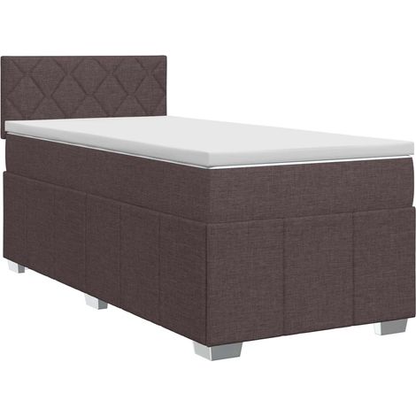 Maison Exclusive - Letto box spring con materasso Marrone Scuro 90 x 200 cm (1/5)