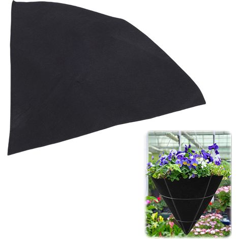 Maceteros colgantes de fieltro – 3 maceteros, tamaño 40 cm – Cono negro transpirable para jardines, balcones y terrazas (1/5)