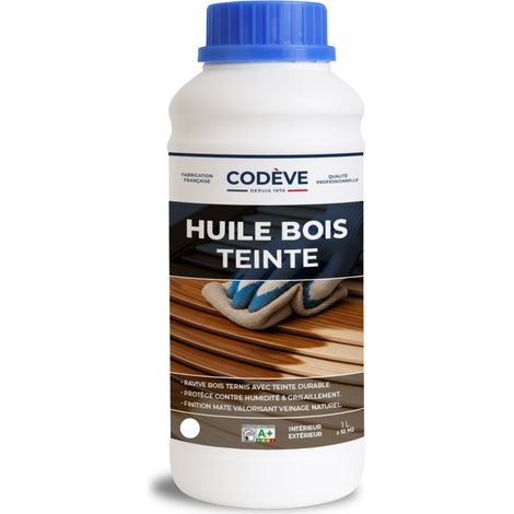 Huile Teintee Bois - 1 L - Codeve Bois - Chêne moyen - Pour La Protection D'un Bardage, Volet, Persienne, Huisserie Ou Fenêtre.