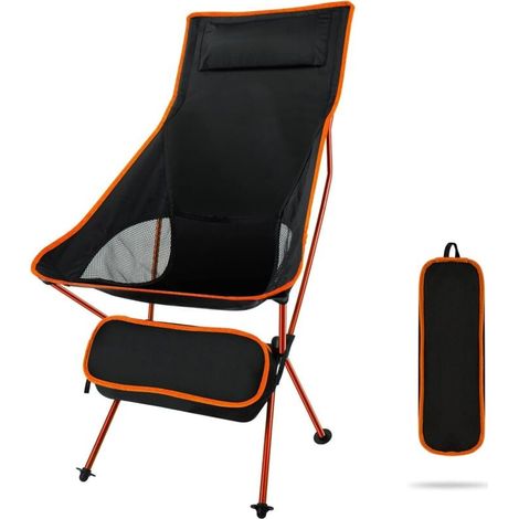 Chaises de Camping Pliantes, légères et Portables avec Sac de Transport pour l'extérieur, la pêche, la randonnée, la Plage, Les Pique-niques (Orange) (1/5)