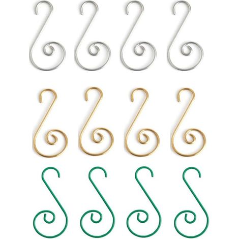 120 pcs Crochets pour boules de Noël, mini crochets en métal pour la décoration de l'arbre de Noël (or/argent/vert, 5×2.5cm) (1/5)