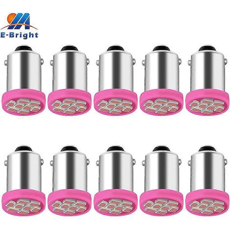 Ampoules LED BA9S 12V 24V 6.3V 6V pour éclairage de voiture (T4W T11), éclairage de plaque d'immatriculation (1895 1891 64111, 755 44 47 1893, lot de 10).Pink (1/5)