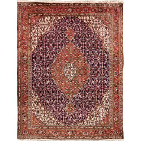 Tapis d'orient 300 x 390 cm, motif oriental, noué main en laine, rouge, crème et bleu, pièce artisanale authentique (1/5)