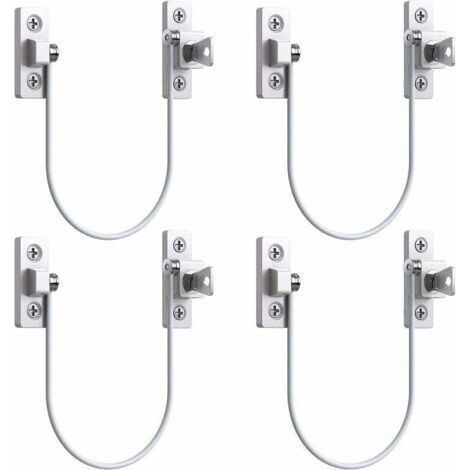 4pcs Window Opener Door Window Door Restrictor Lock UPVC Window Limit Lock Safety Latch Cable Limit Lock with Key and Screws-- (1/5)