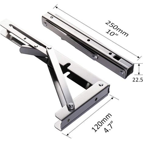 2 Pièces Equerre- 250mm Etagère Pliante en Acier Inox Support Console Pliable Equerre pour Etagere Murale Portant 80kg