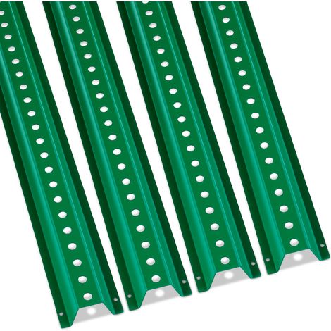 VEVOR Poste de señal de canal en U de 6 pies, paquete de 4 postes de cerca fijos de acero resistente de color verde, señal de canal en U de cerca de acero para jardín, patio, granja o intersección de 