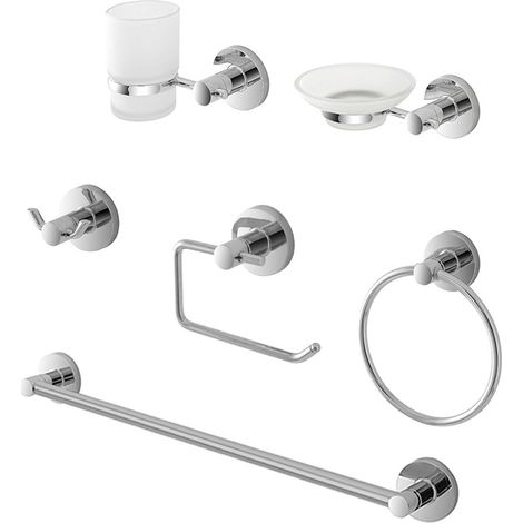 Set accessori a muro 6 pezzi in metallo cromato e ABS viti incluse Sprint (1/5)