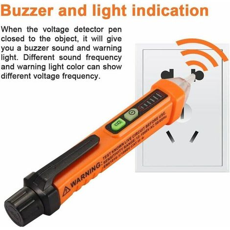 Green Mobility-Lampe de poche pour stylo testeur de tension sans contact, stylo détecteur de tension alternative électrique, batterie de poche compacte électrique 121000V Testeur de tension multimètre (1/5)