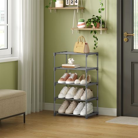 WOLTU Schuhregal 5 Ebenen Schuhablage schmal offener Schuhaufbewahrung, für 10 Paar Schuhe, 42 x 71 x 30 cm, Grau