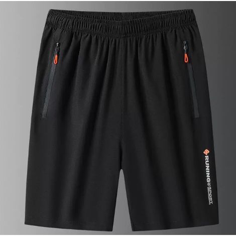 Short d'entraînement pour homme avec poches zippées, lavable et très extensible, idéal pour le fitness et la salle de sport - Xin Noir M (1/5)