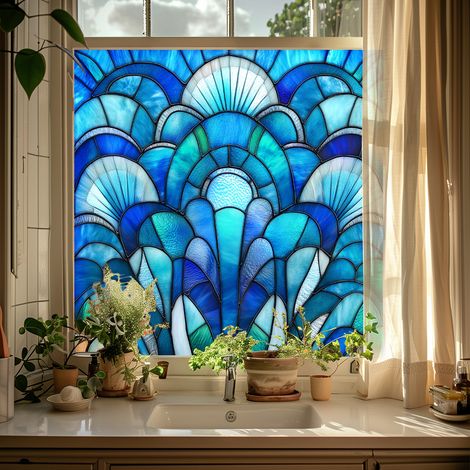Film de confidentialité coloré pour vitres, 50×50cm, pour la décoration de fenêtres en verre, film à adsorption électrostatique. (1/4)