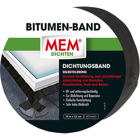 MEM Bitumen-Band 10 m x 7,5 cm schwarz Dachabdichtung