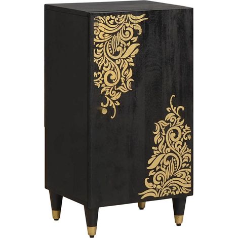 Aparador Negro 40 x 33 x 75 cm Madera de mango maciza vidaXL