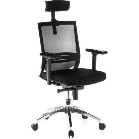 Siège de bureau / Fauteuil de direction PORTO MAX, assise tissu / dossier maille, noir hjh OFFICE