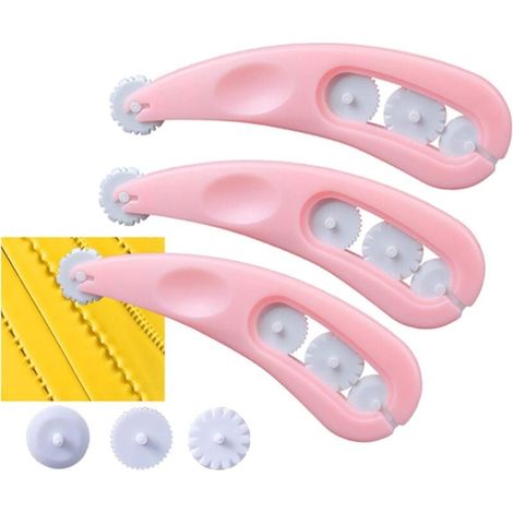 Roulette Patisserie Fondant Gâteau Coupeur de Fondant Fondant Gaufrage Fondant Glaçage Embosseur Rouleaux Coupe Ruban Outil de Modélisation pour Gâteaux Décoration 3 pièces (1/5)