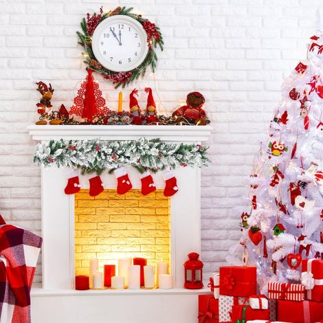 Beflockte Weidengirlande, Weihnachtsdekoration, Rattangirlande, 1,8 m (1/4)
