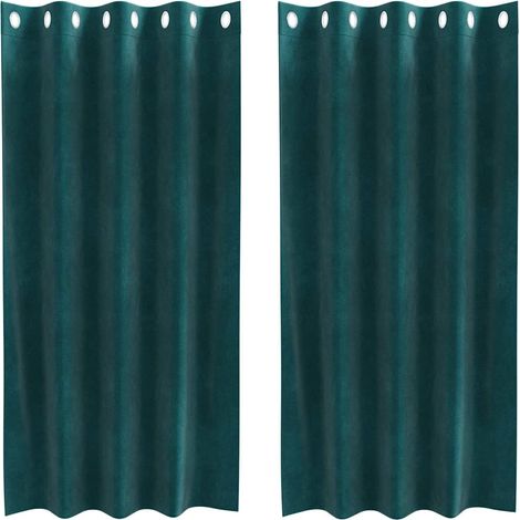 Rideaux occultants 2 pcs Vert foncé 140 x 175 cm Velours