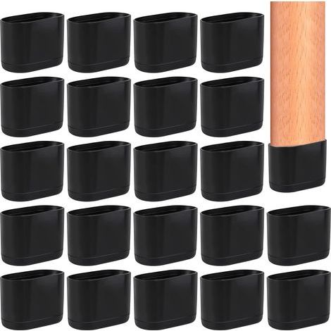 Embout de Chaise Noir, 24 Pcs Protections Pied de Chaise pour Protéger les Meubles et le Sol, Embout de Chaise Convient aux Pieds de Table en Plastique (15×30mm)