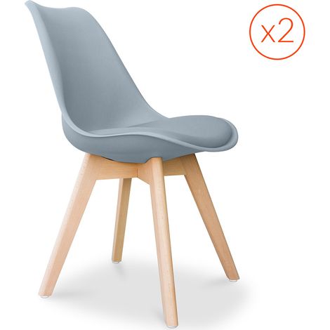 Lot von 2 Denisse stühle mit Kissen Skandinavisches design - Kunststoff Hellgrau (1/4)