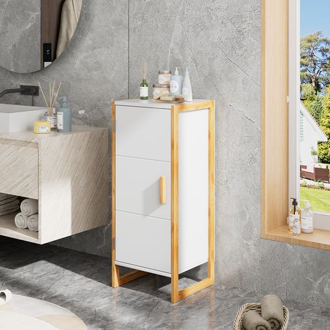 33x30x80cm Single-door storage Cabinet with Bamboo Base (1/4)