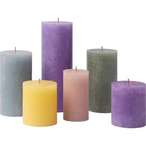 Bolsius Candele rustiche a pilastro - set regalo di 6 candele Memphis - candele decorative per la casa - durata della combustione - non profumate - cera vegetale naturale - senza olio di palma (1/4)