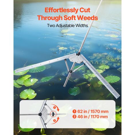 Coupe Herbe Aquatique, Largeur Max 157 cm, Coupe Mauvaises Herbes Lac, Outil à Couper Plantes Aquatiques d'Étang, Lames en Acier Tr… (1/5)