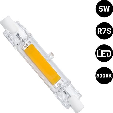 Bombilla LED COB - R7S - 78mm - 600lm - 5W - Blanco Cálido