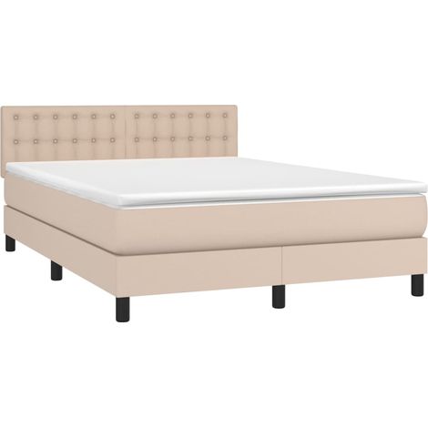 vidaXL Giroletto a Molle con Materasso Cappuccino 140x190cm Similpelle
