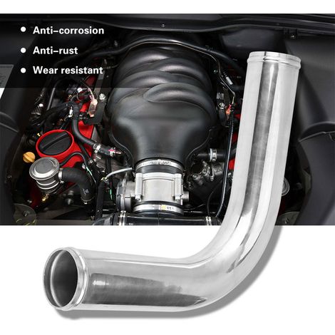 Universeller 90°-Turbobogen aus Aluminium für Ladeluftkühler, 70-mm-Rohr mit 2 Silikonschläuchen und 4 Schlauchschellen (1/5)