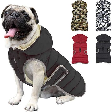 Manteau d'hiver imperméable et réfléchissant avec capuche amovible et doublure en polaire chaude pour chiens (1/5)