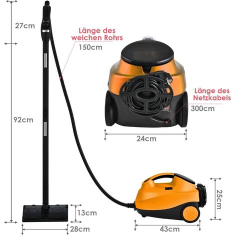 Limpiador a vapor de 2000 W con 18 accesorios y depósito de 1,5 L