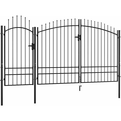 vidaXL Puerta de jardín Woerden de acero 1,95x4 m negra (1/5)