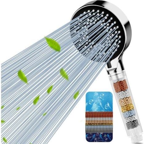 Pommeau de Douche Anti-Calcaire Multi-niveaux, 5 Modes Pommeau de Douche Filtrant Haute Pression, Universal pour Eau Dure Idéal pour Éliminer le Chlore Résiduel