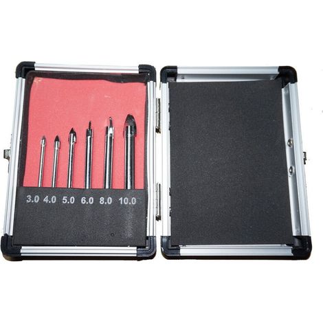 Jeu De 6 Embouts Ailettes Pour Verre Et Céramique Pour Perceuse 3/4/5/6/8/10 Mm (1/2)
