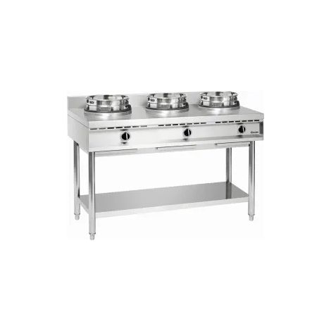 Wok inox à gaz 3 brûleurs sur pied, 34 500 W, GAZ