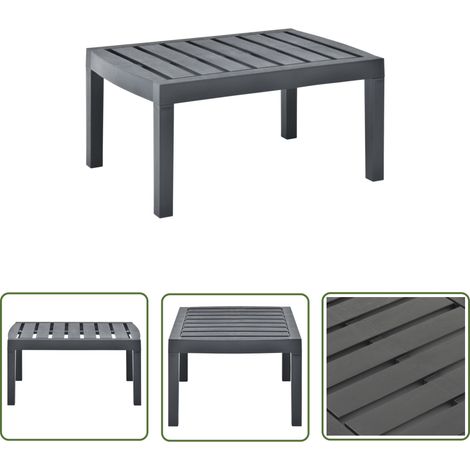 The Living Store Table de jardin Anthracite 78x55x38 cm Plastique - Table De Jardin - Table Extérieure - Mobilier De Jardin - Table En Plastique - Table Anthracite (1/5)