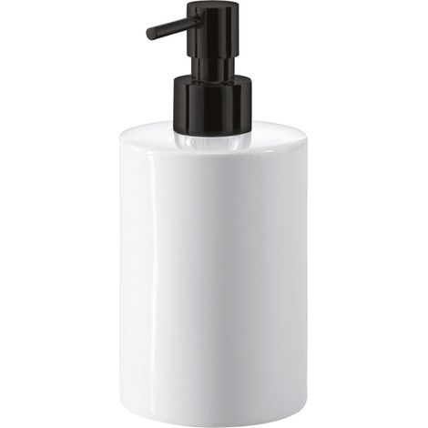 Lineabeta - Saon runder Seifenspender weiß mit Spender schwarz 400 ml