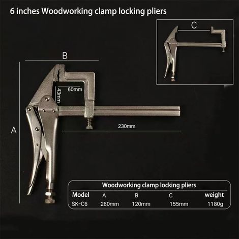 Pince à main en métal pour le travail du bois (15 cm) avec système de serrage coulissant réglable (1/5)