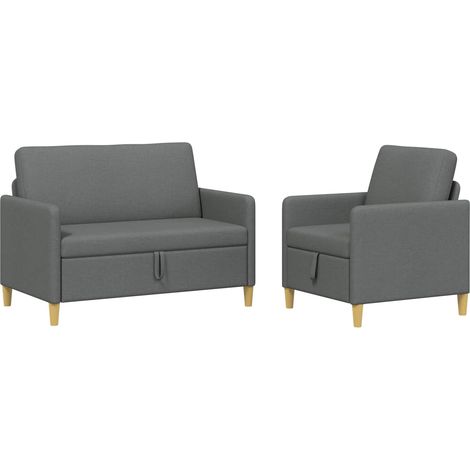 Sofa Set mit Stauraum 2 pcs Dunkelgrau Polyester vidaXL (1/5)