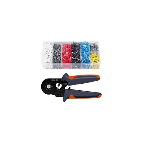 Crimpzangen-Set für Sechskanthülsen – Crimpzange mit 1900 Hülsen von 0,5 bis 6 mm² – Crezuo