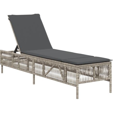 Maison Exclusive - Sonnenliege mit Auflage Hellgrau Poly Rattan