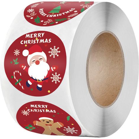 Étiquettes De Noël Rondes - 500 Pièces - Autocollants Pour Enveloppes Cartes Et Boîtes Cadeaux - 8 Motifs Festifs (1/5)