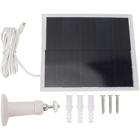 Panneau solaire 6W 5V en silicium monocristallin, étanche IP65, ultra-fin et portable, avec support pour caméra et moniteur (blanc). (1/5)