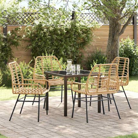 Ensemble de salle à manger pour jardin 5 pcs-Salon de jardin Marron polyrotin 429309 (1/5)