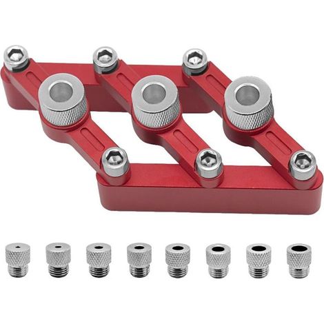 1 Ensemble Gabarit de Centrage Automatique Guide de Forage de Trou de Travail Du Bois Localisateur de Positionneur de Trou de Cheville en Alliage D'Aluminium avec Manchons de Forage de 3 à 10 (1/5)