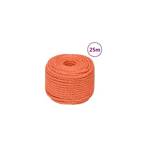 Corde de travail orange, 14 mm, 25 m, polypropylène - Crezuo (1/4)