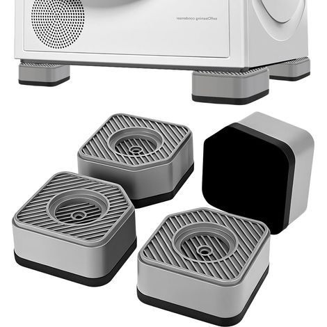 pieds pour machine à laver, amortisseur de vibrations, compatible avec lave-linge, réfrigérateur et sèche-linge, gris. (1/5)