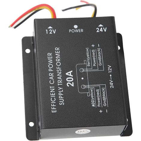 Kfz-Stromwandler 20A 24V auf 12V DC, Transformator-Adapter für Walkie-Talkies im Auto